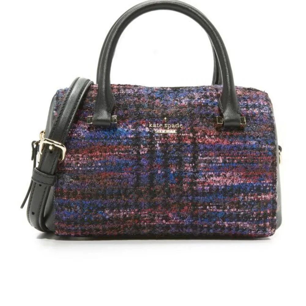 Kate Spade New York Purple Italian Autumn Tweed Emerson Place Lane Boston Bag